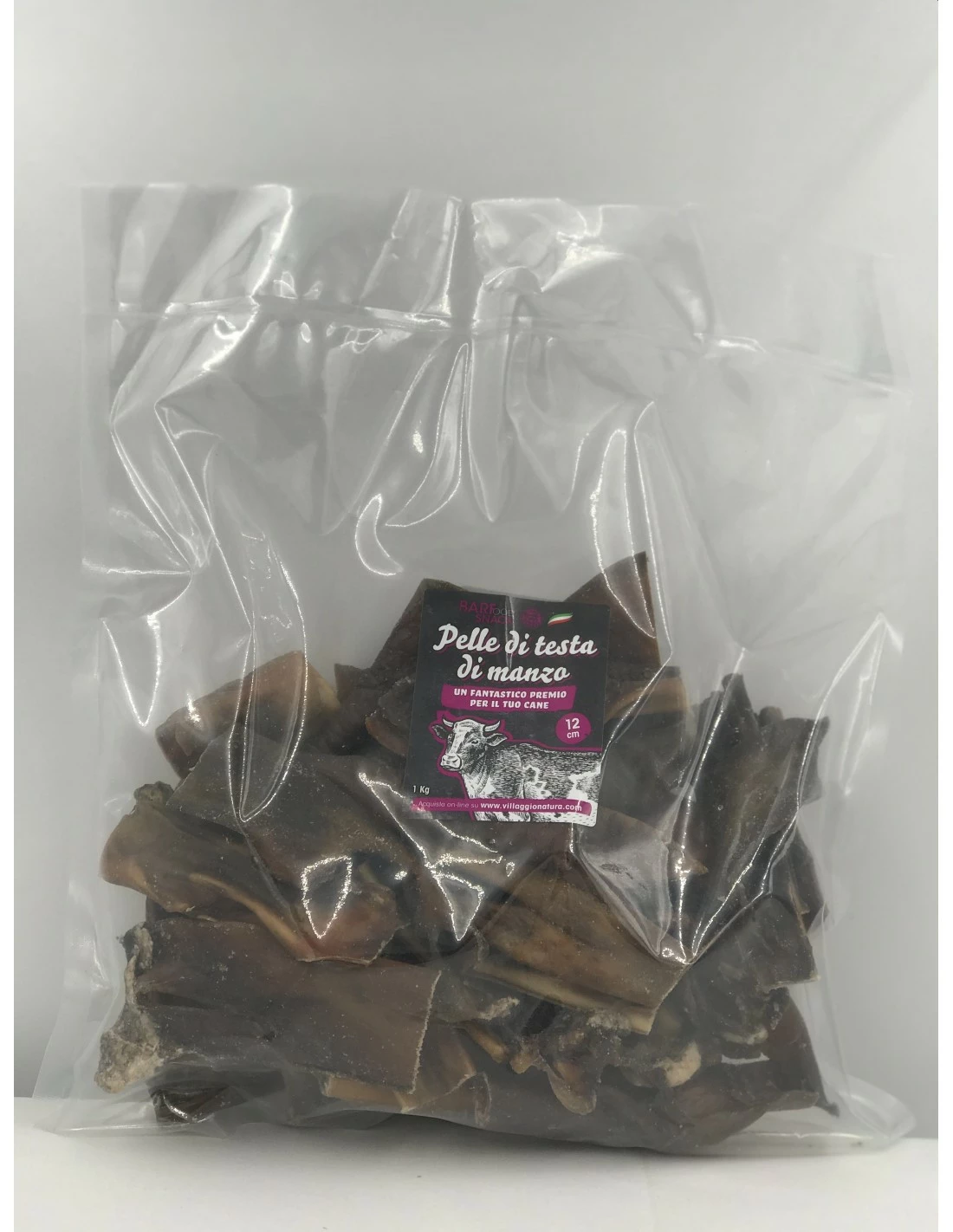 Barfood Snack - Pelle Di Testa Di Manzo Da 12 Cm - PACCO DA 1 KG