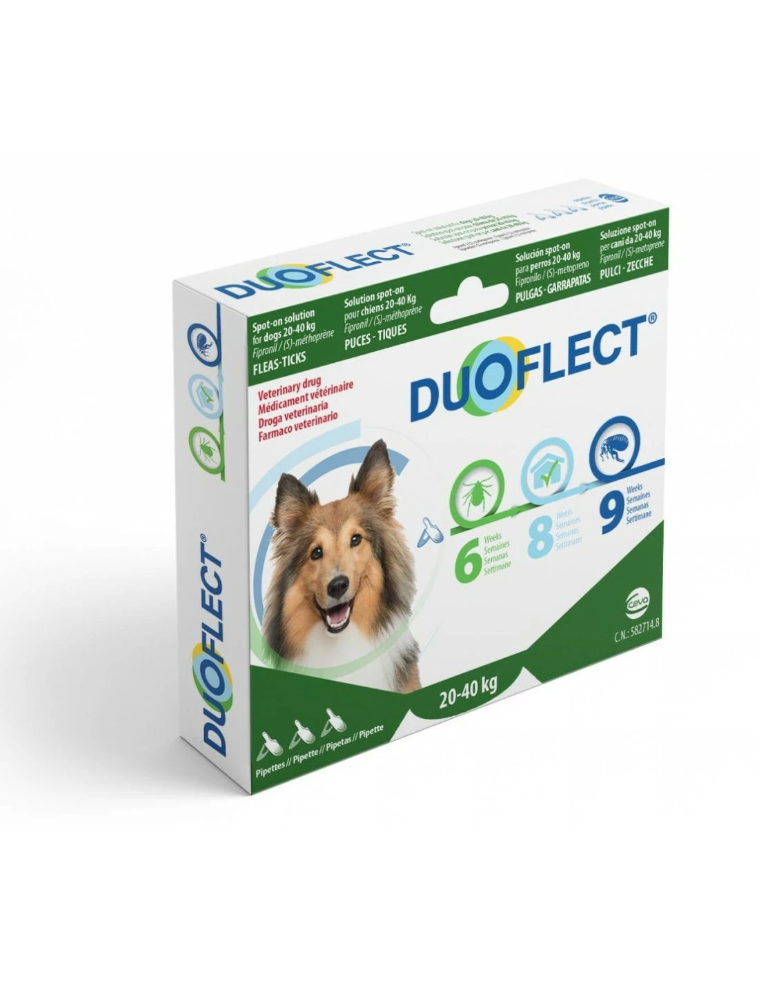 CEVA Duoflect - Antiparassitario Cane 3 Pipette 20 - 40 Kg