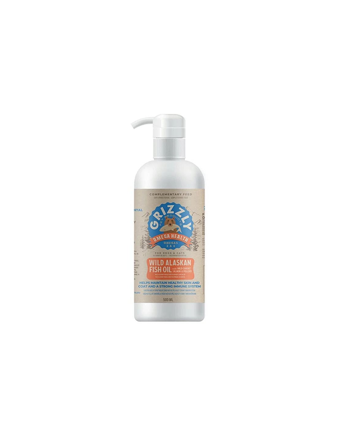 Grizzly Salmon Plus - Olio Di Pesce Selvatico Dell'Alaska Per Cani - Flacone Da 500 Ml