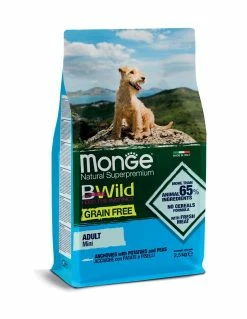 Monge Cane - Bwild - Adult MINI Grain Free - Acciughe Patate Piselli - 2,5 Kg
