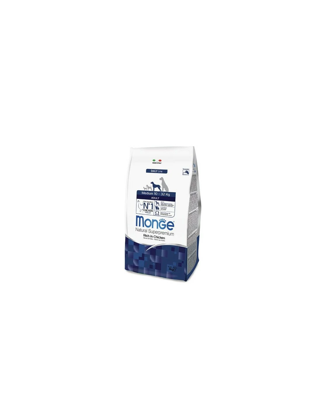 Monge Cane - Daily Line - Medium Adult Ricco Di Pollo- 3 Kg