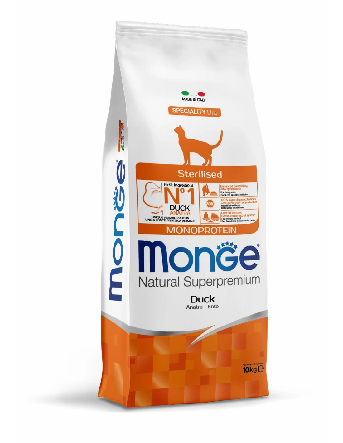 Monge Gatto - Natural Superpremium - Sterilised - Monoproteico All'Anatra - 10 Kg