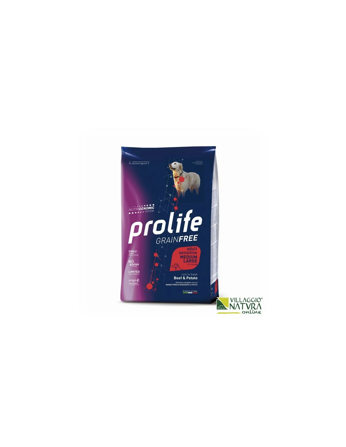 Prolife Grain Free Adult Sensitive - Manzo E Patate - Medium Large - 10 Kg