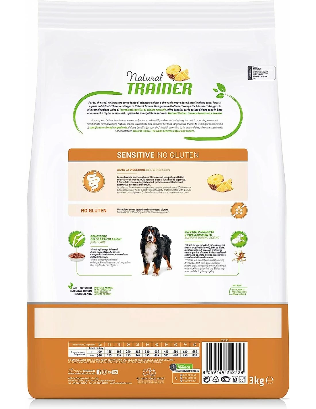 Trainer Cane - Natural Sensitive No Gluten - MATURE - Medium & Maxi - Con Salmone E Cereali Integrali - 12 Kg - immagine 2