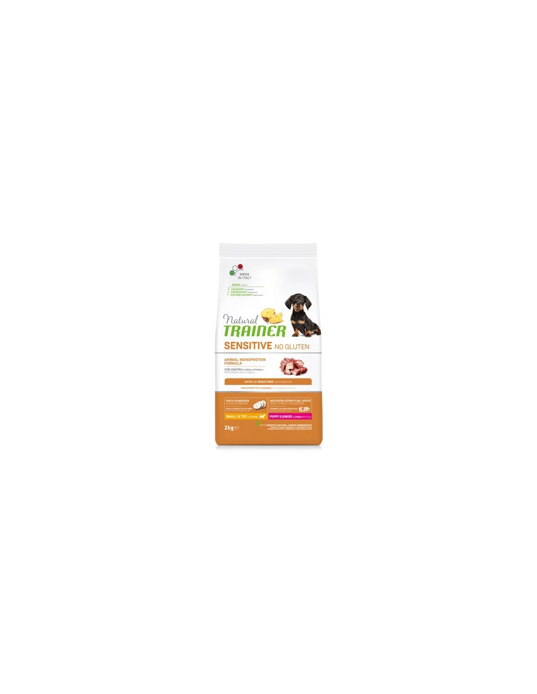 Trainer Cane - Natural Sensitive No Gluten - Puppy & Junior - Small & Toy - Con Salmone E Cereali Integrali - 2 Kg