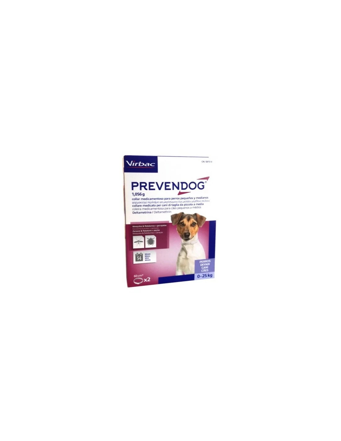 Virbac - PrevenDOG - 2 Collari Antiparassitari Da 60 Cm Per Cani Da 0 A 25 Kg